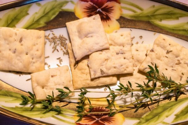 Lavender Rosemary Crackers on a plate